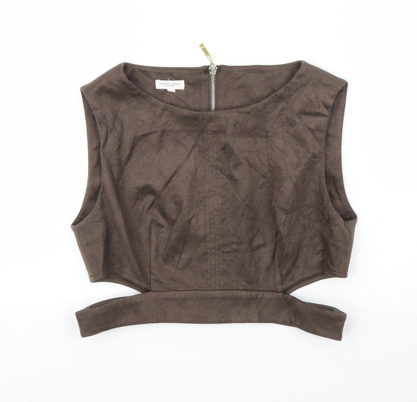 Mistress Rocks Womens Brown   Cropped Blouse Size L