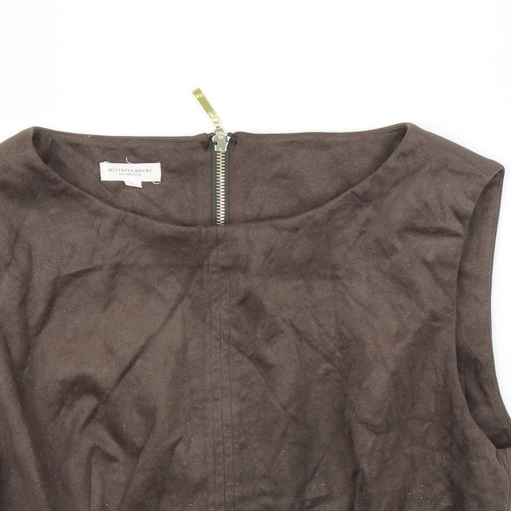 Mistress Rocks Womens Brown   Cropped Blouse Size L