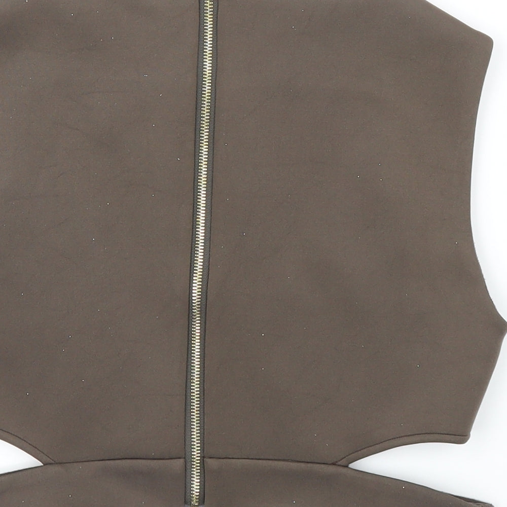 Mistress Rocks Womens Brown   Cropped Blouse Size L