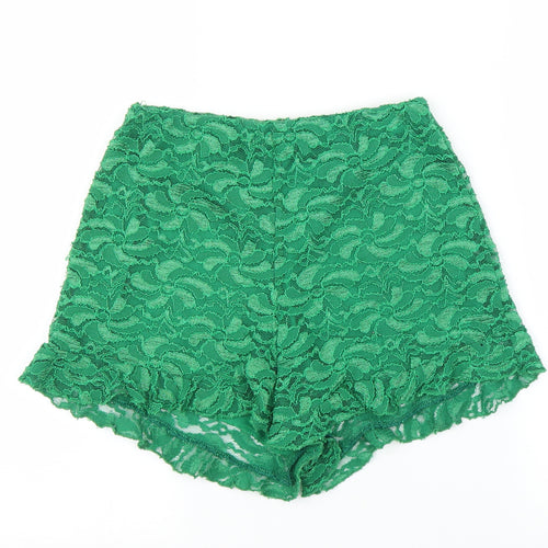 Preworn Womens Green Floral  Cut-Off Shorts Size 6