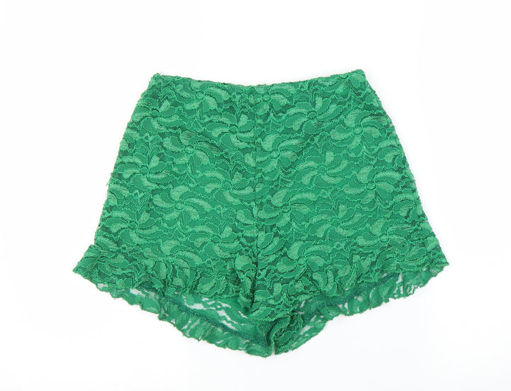 Preworn Womens Green Floral Cut-Off Shorts Size 6