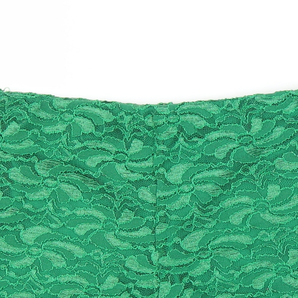 Preworn Womens Green Floral  Cut-Off Shorts Size 6
