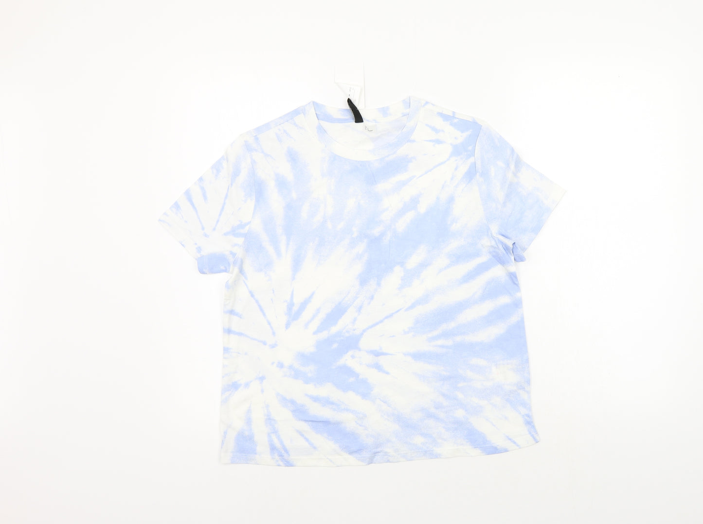 Divided Womens Blue Geometric  Basic T-Shirt Size M
