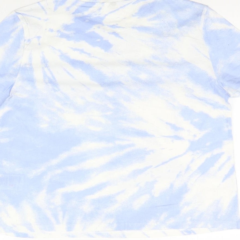 Divided Womens Blue Geometric  Basic T-Shirt Size M