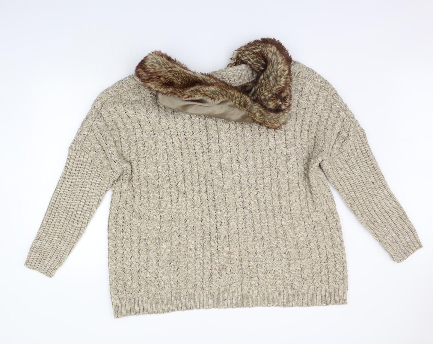 FALMER Womens Grey   Cardigan Jumper Size 12  - FAUX FUR
