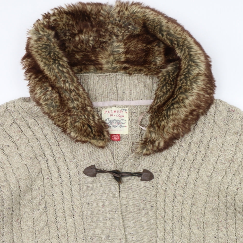FALMER Womens Grey   Cardigan Jumper Size 12  - FAUX FUR