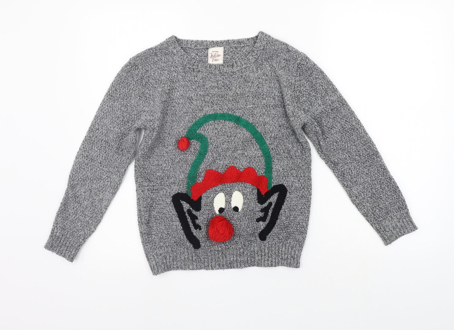 George Girls Grey   Pullover Jumper Size 9-10 Years  - Christams