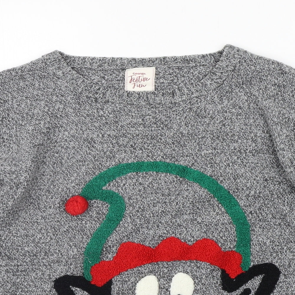 George Girls Grey   Pullover Jumper Size 9-10 Years  - Christams