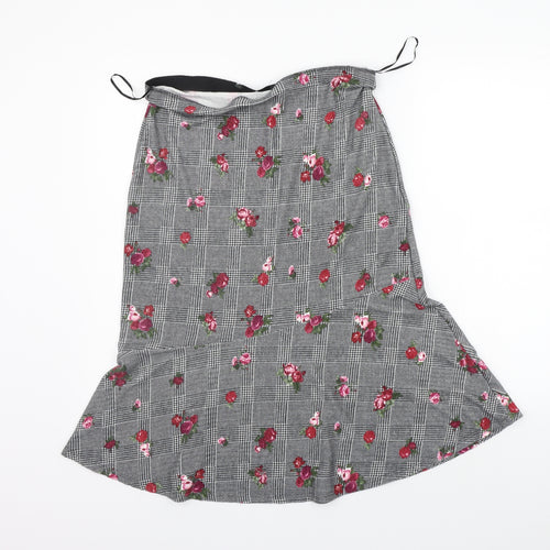 Preworn Womens Grey Floral  A-Line Skirt Size 12