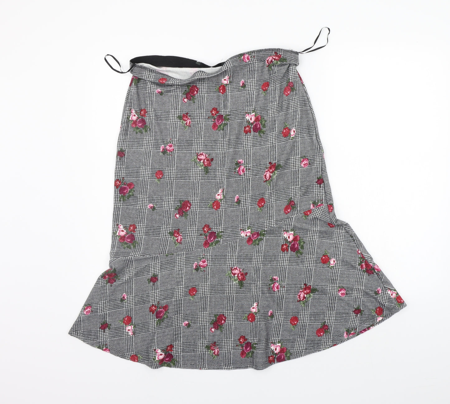 Preworn Womens Grey Floral  A-Line Skirt Size 12