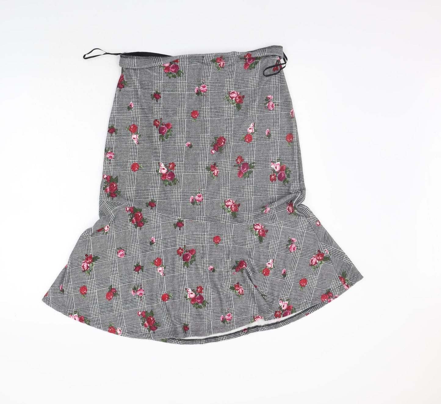 Preworn Womens Grey Floral  A-Line Skirt Size 12
