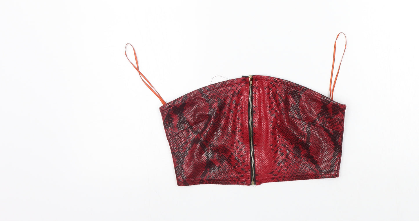 Missy Empire Womens Red Animal Print  Basic Tank Size 6