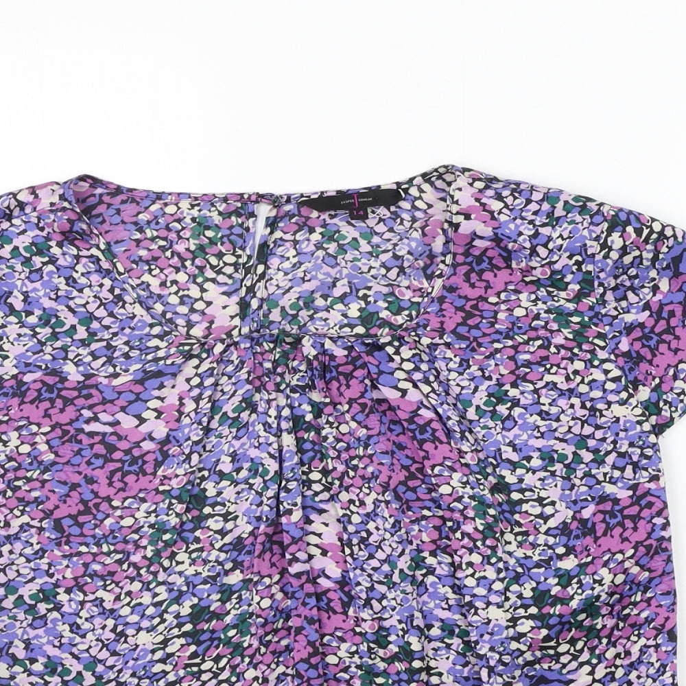 Jasper Conran Womens Purple Geometric  Basic T-Shirt Size 14