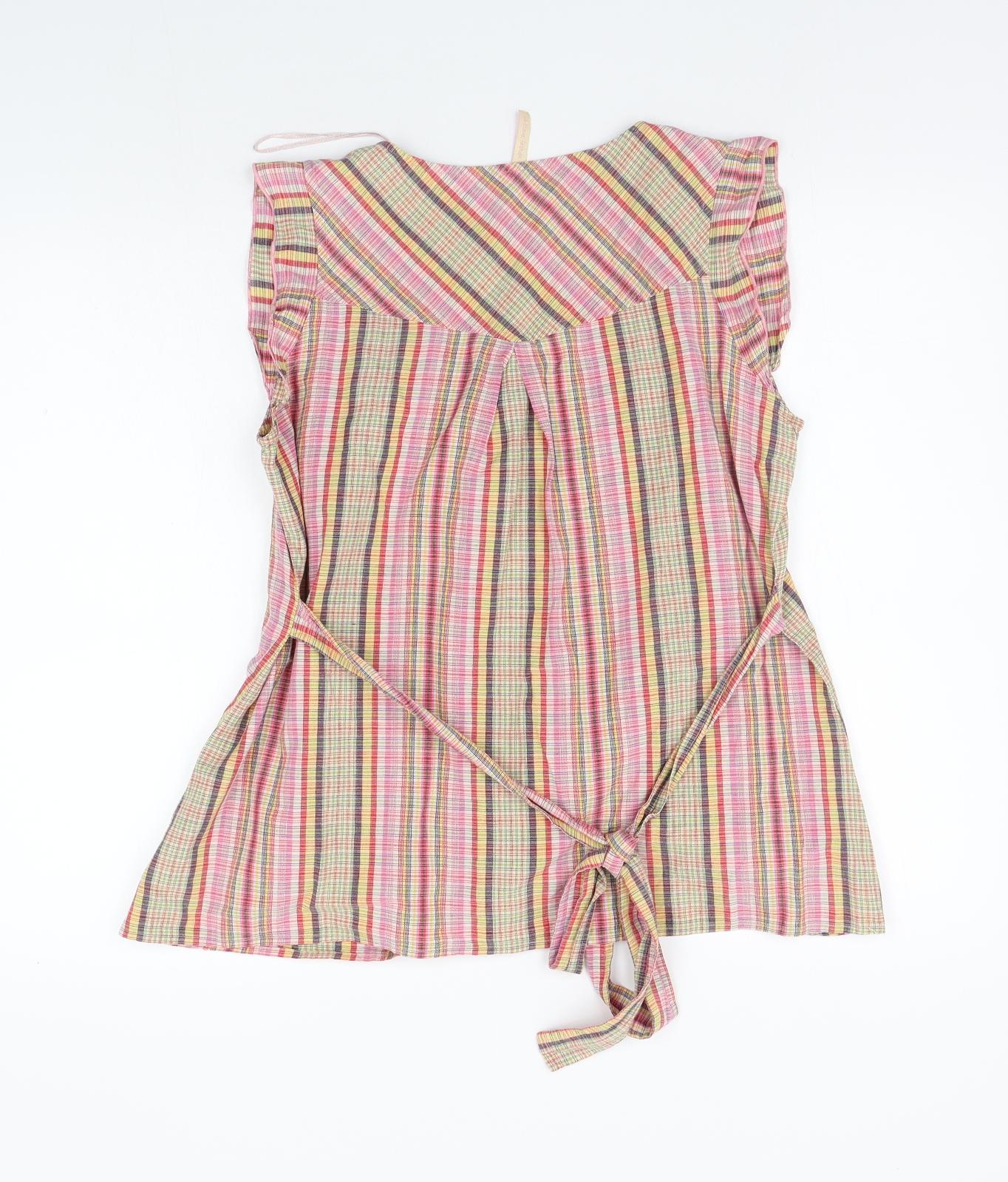 eVIE Womens Beige Striped  Basic T-Shirt Size 16