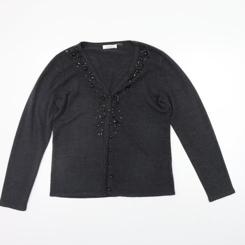 BHS Womens Grey   Cardigan Jumper Size 14