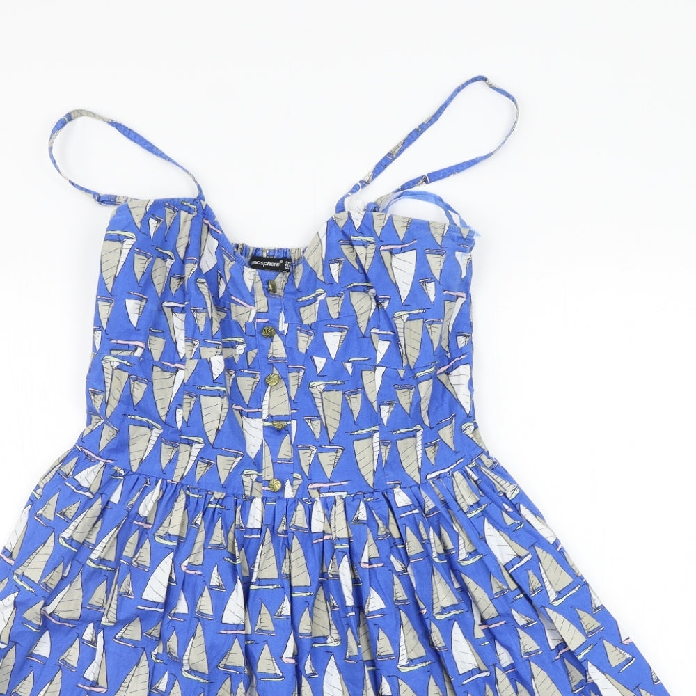 Atmophere Womens Blue Geometric  A-Line  Size 14