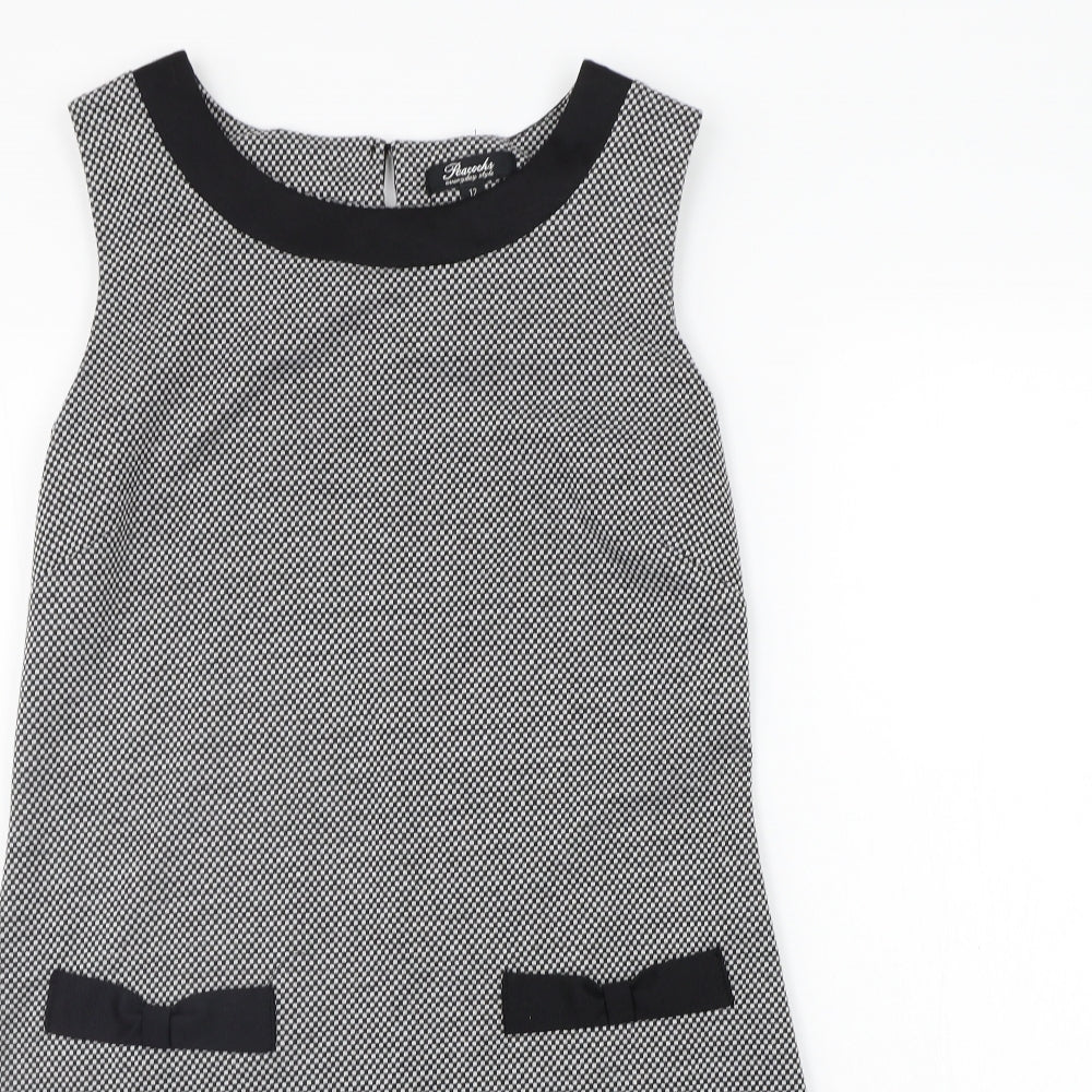 Peacocks Womens Grey Check  A-Line  Size 12