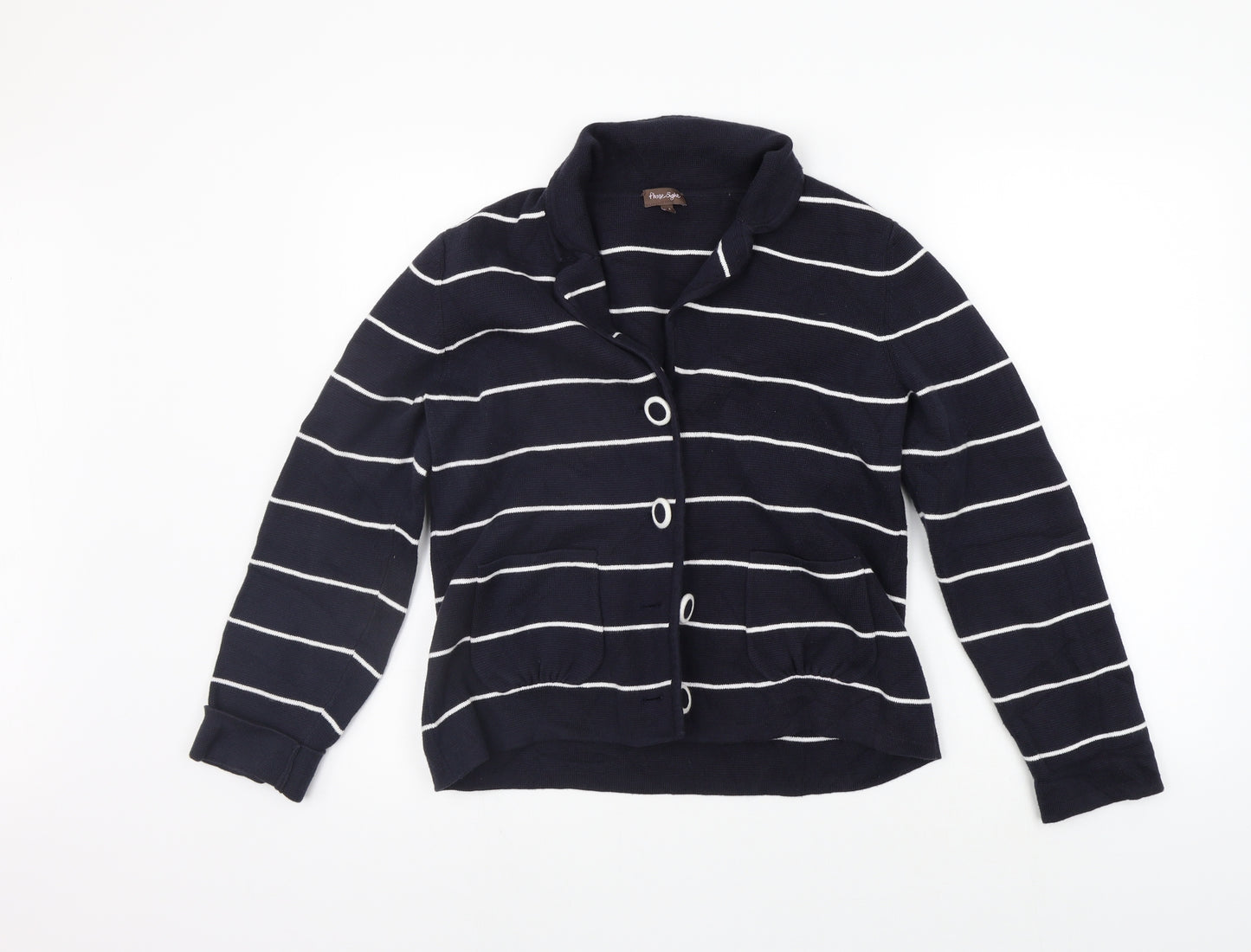 Phase Eight Womens Blue Striped  Cardigan Jumper Size 14