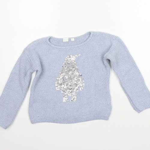 Gap Girls Blue   Pullover Jumper Size M  - SEQUIN