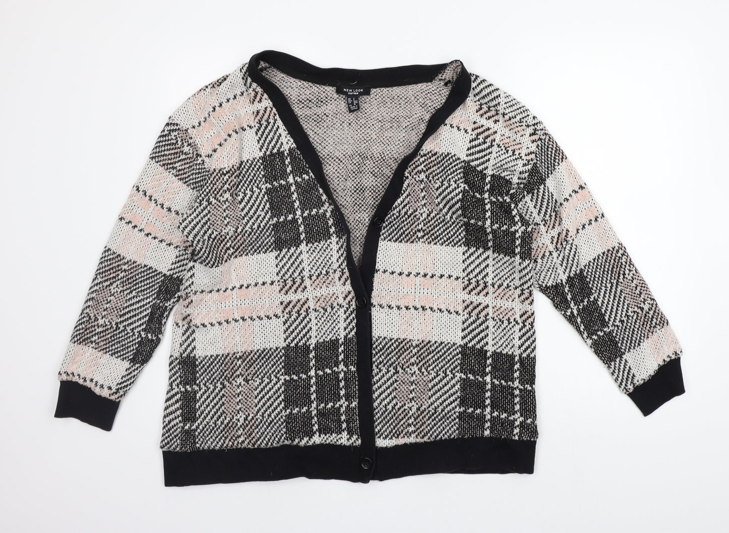 New Look Womens Beige Check  Cardigan Jumper Size S
