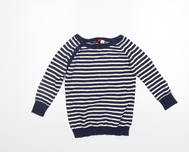 Divided Womens Blue Striped  Pullover Jumper Size 8