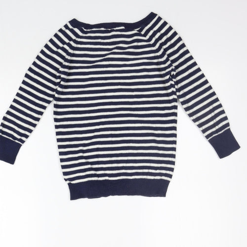 Divided Womens Blue Striped  Pullover Jumper Size 8