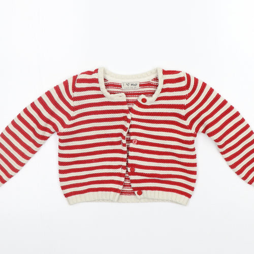 NEXT Girls Red Striped  Cardigan Jumper Size 2 Years