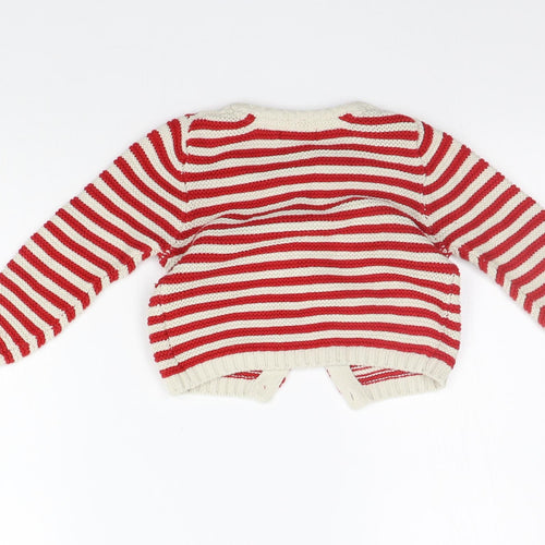 NEXT Girls Red Striped  Cardigan Jumper Size 2 Years