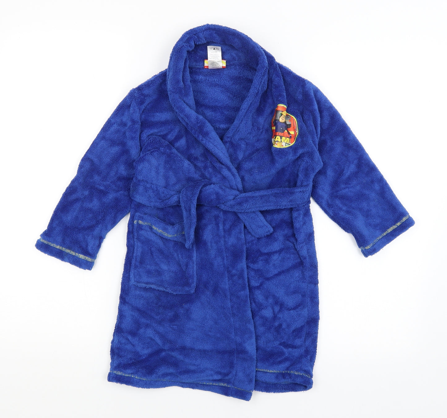 Fireman Sam Boys Blue Solid   Robe Size 4-5 Years