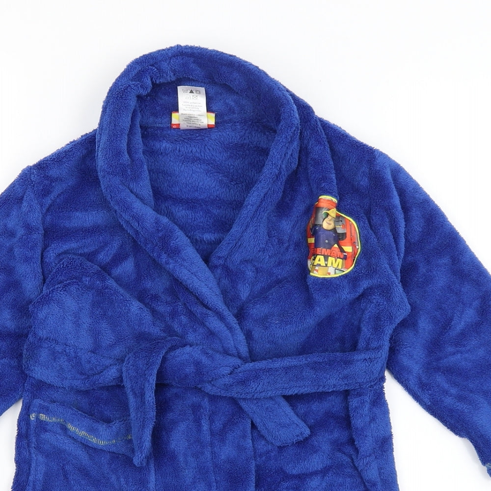 Fireman Sam Boys Blue Solid   Robe Size 4-5 Years