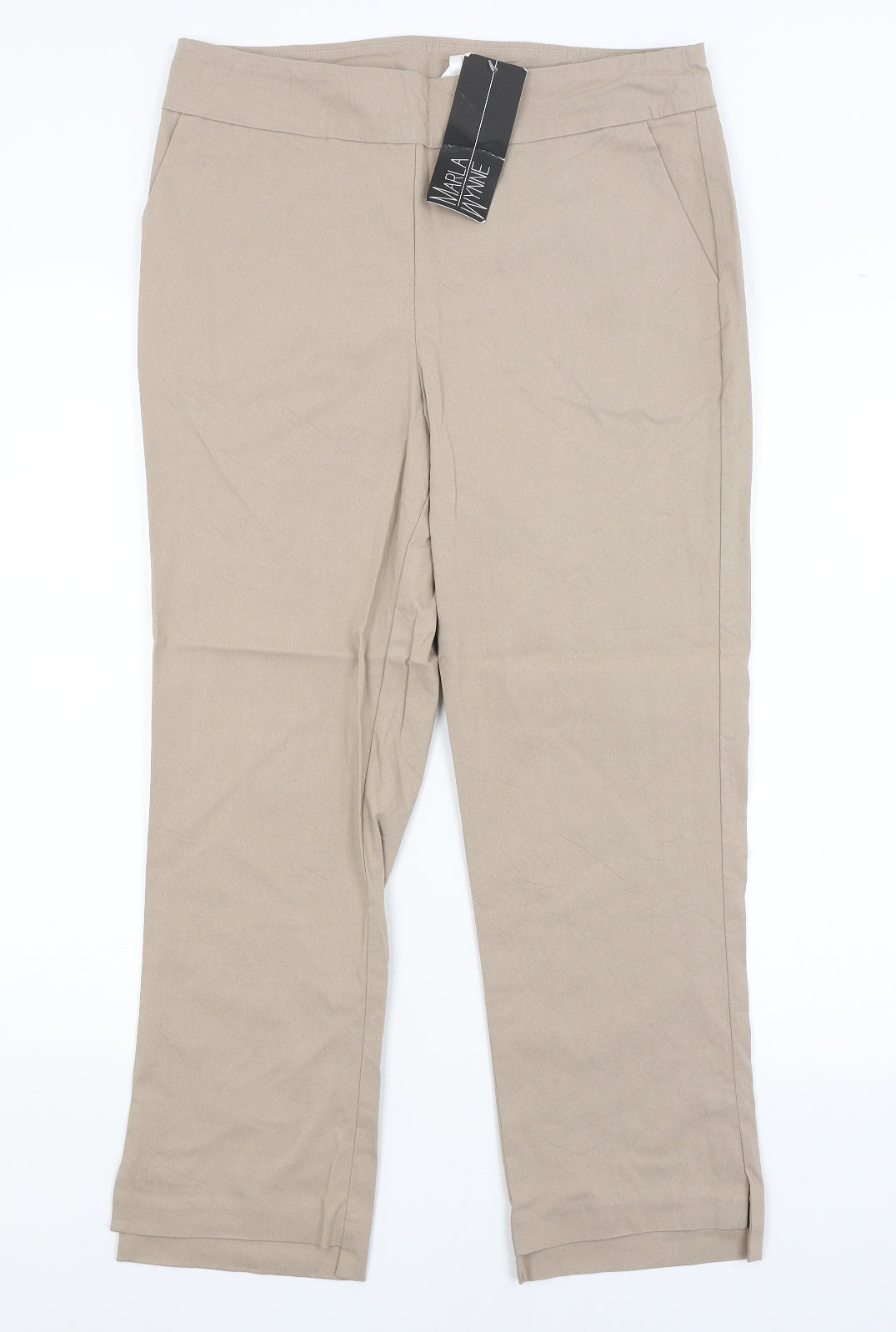 Marla Wynne Womens Beige   Capri Trousers Size 14 L26 in