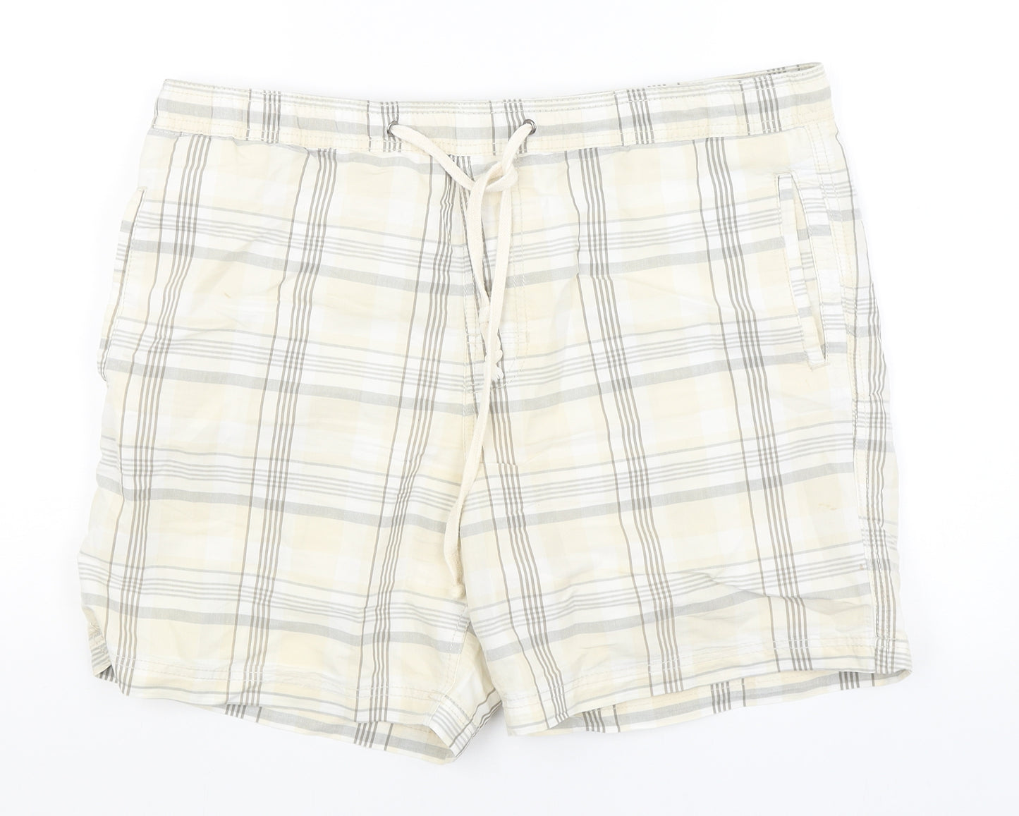 Easy Mens Beige Plaid  Athletic Shorts Size L - Swim