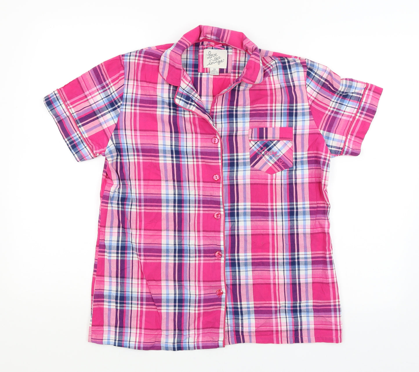 Love to Lounge Womens Pink Plaid  Top Pyjama Top Size 12