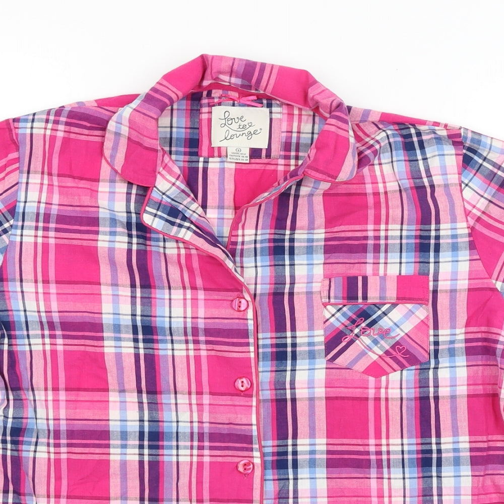 Love to Lounge Womens Pink Plaid  Top Pyjama Top Size 12
