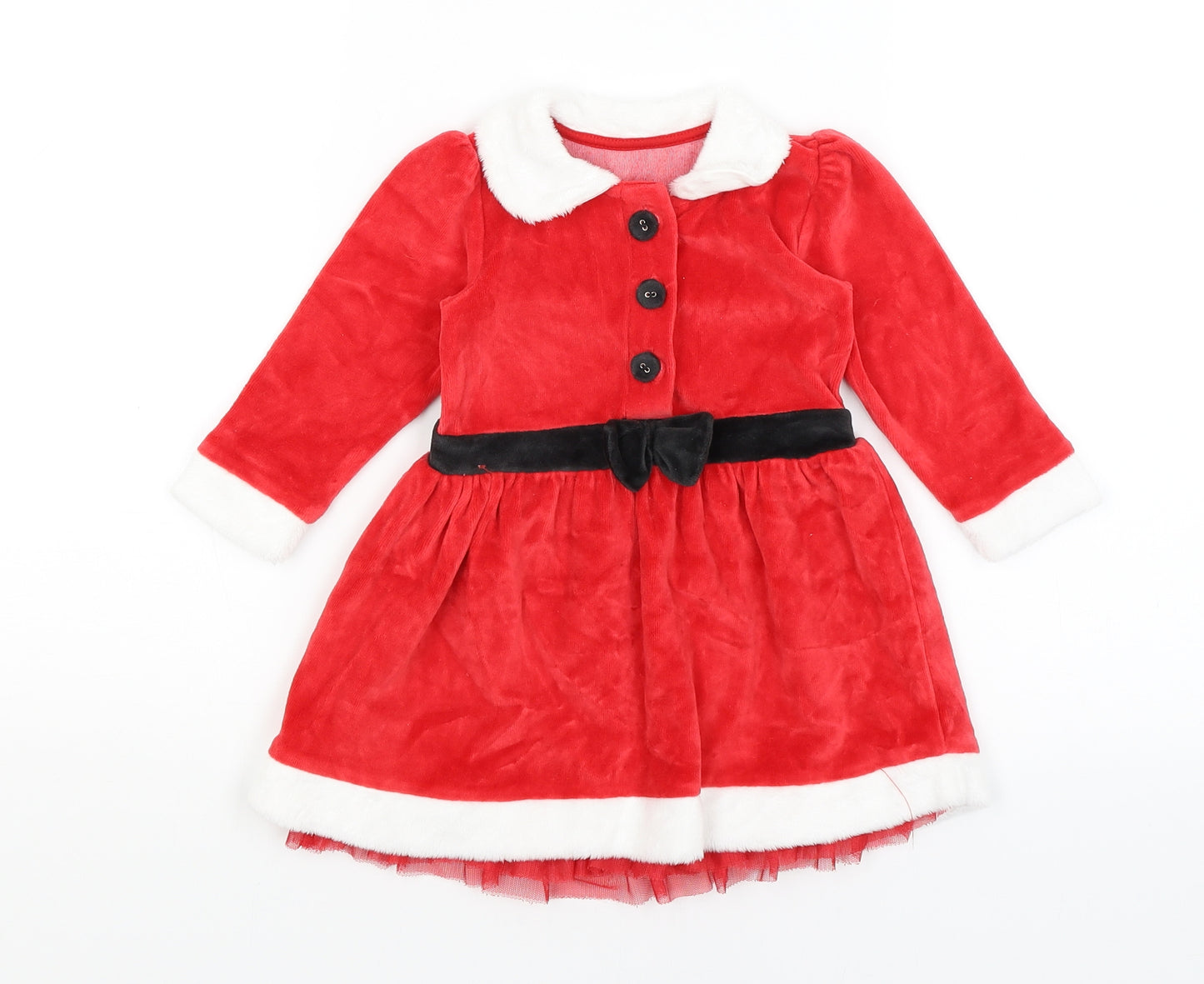 M&S Baby Red   Jumper Dress  Size 9-12 Months  - Christmas
