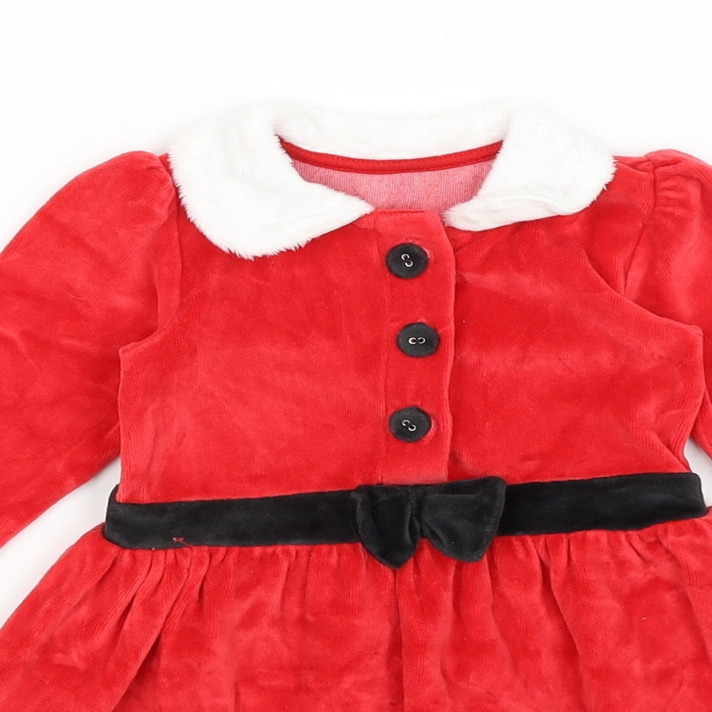M&S Baby Red   Jumper Dress  Size 9-12 Months  - Christmas
