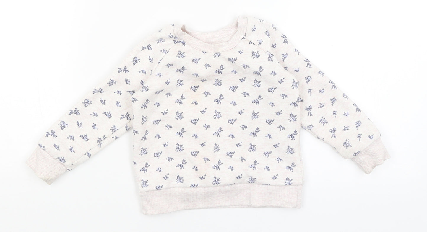 Primark Baby White Floral  Pullover Jumper Size 9-12 Months