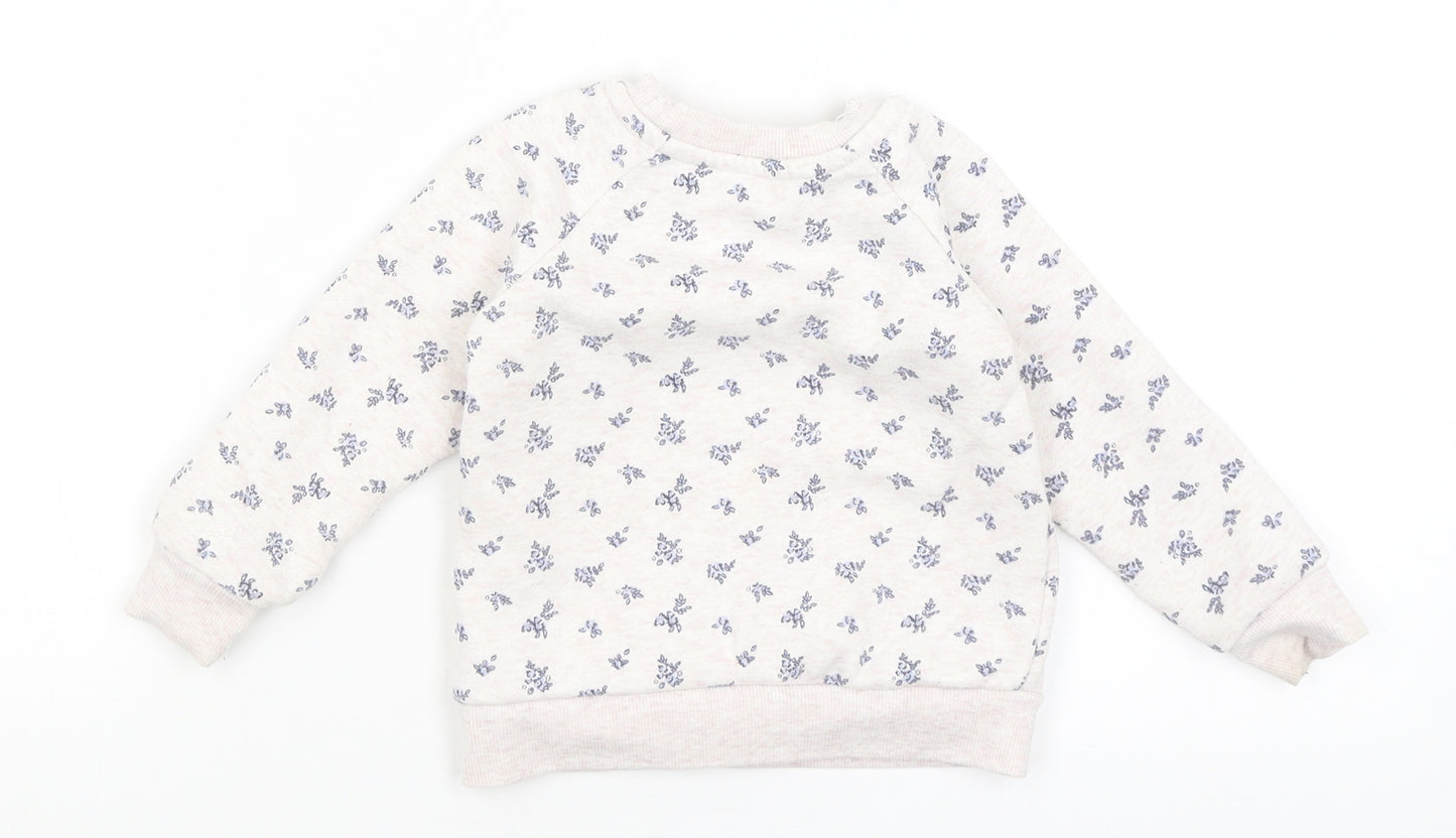Primark Baby White Floral  Pullover Jumper Size 9-12 Months