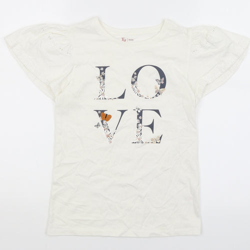 TU Girls White   Basic T-Shirt Size 12 Years  - Love