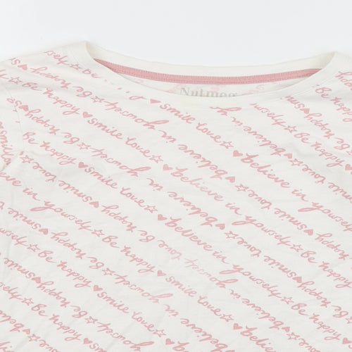 Nutmeg Girls White   Basic T-Shirt Size 11-12 Years  - Inspirational Writing