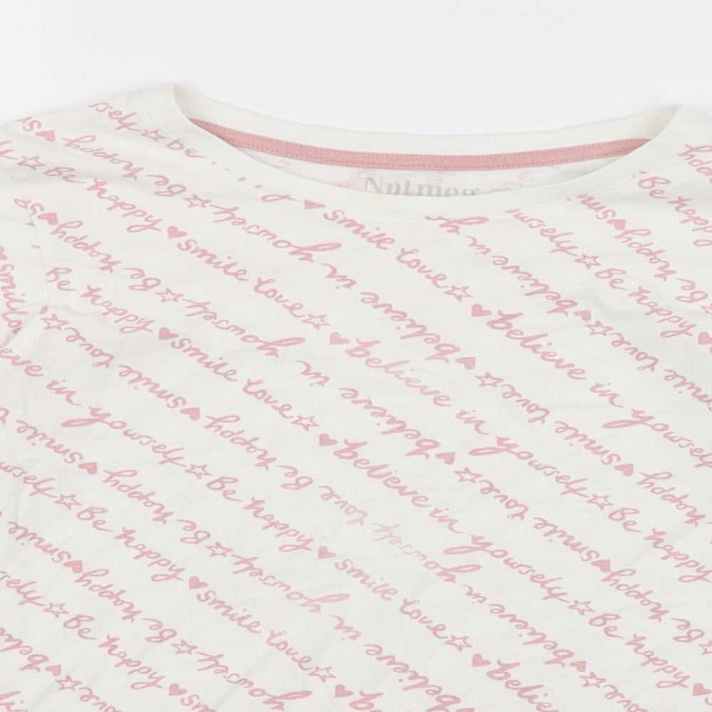 Nutmeg Girls White   Basic T-Shirt Size 11-12 Years  - Inspirational Writing