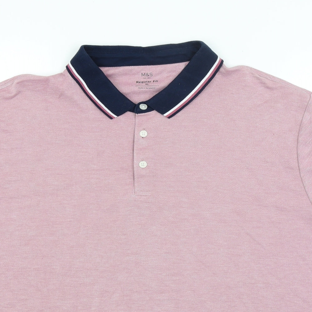 M&S Mens Pink    Polo Size XL