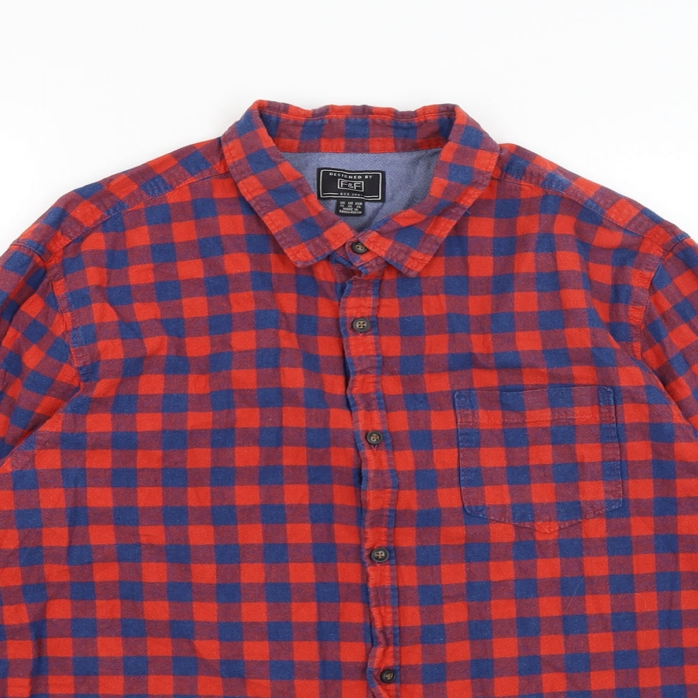 F&F Mens Red Check   Button-Up Size XL