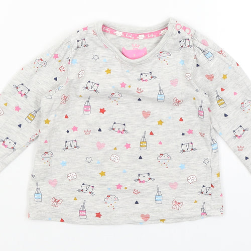 TU Baby Grey   Basic T-Shirt Size 6-9 Months  - Cats