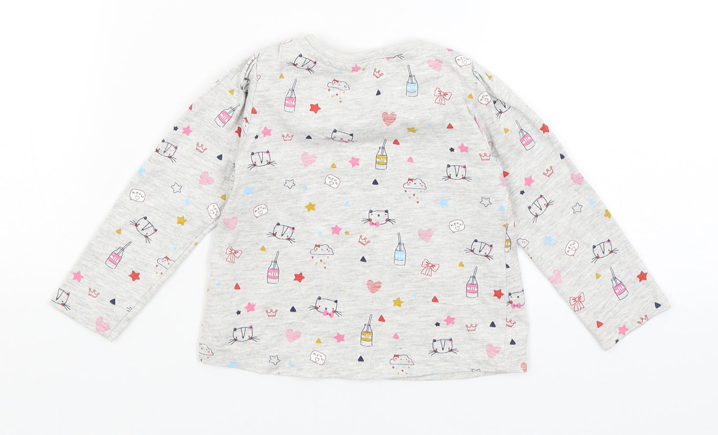 TU Baby Grey   Basic T-Shirt Size 6-9 Months  - Cats
