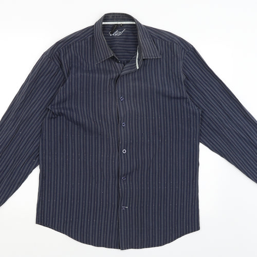 Urban Spirit Mens Blue Striped   Button-Up Size M