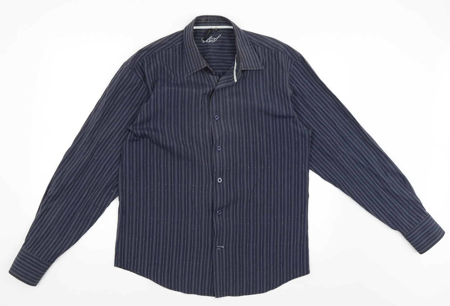 Urban Spirit Mens Blue Striped   Button-Up Size M
