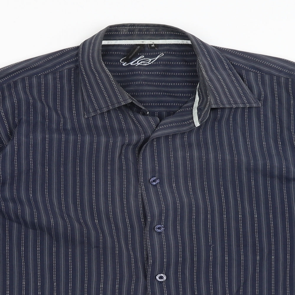 Urban Spirit Mens Blue Striped   Button-Up Size M