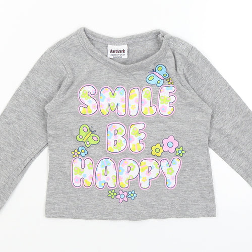 Aardvark Baby Grey   Basic T-Shirt Size 3-6 Months  - Smile Be Happy