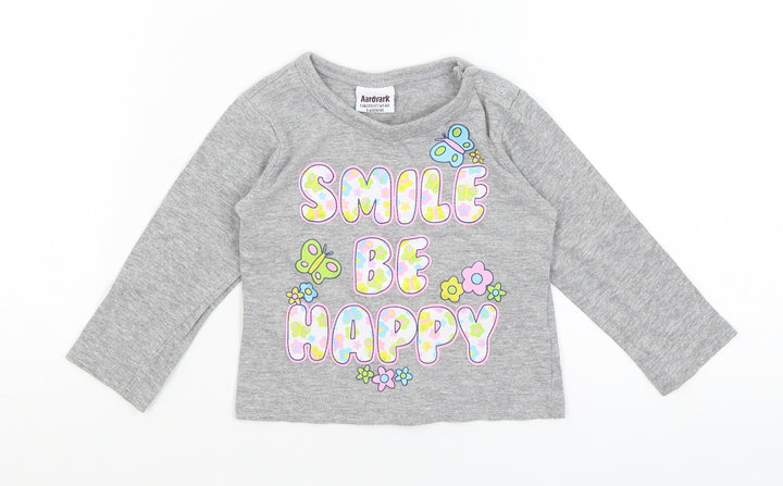 Aardvark Baby Grey Basic T-Shirt Size 3-6 Months - Smile Be Happy